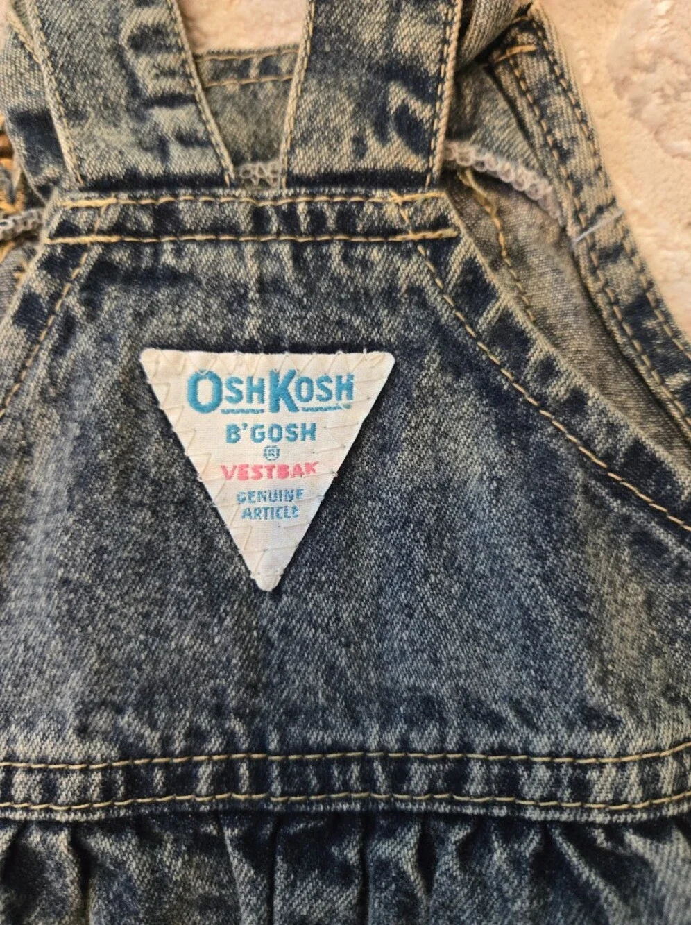 Vintage 1990s OshKosh B'gosh Acid-Wash Denim Shortall Overalls